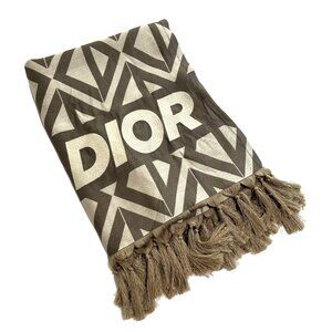 DIOR Oblique Scarf in Taupe/White